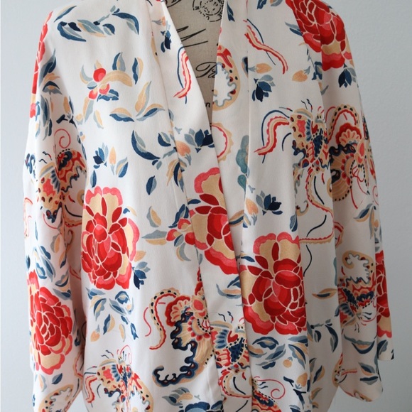 Zara TRF Outerwear Floral Duster Kimono Sleeve Open Front Size S/M - Picture 4 of 9